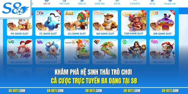 Khám phá hệ sinh thái trò chơi cá cược trực tuyến đa dạng tại S8